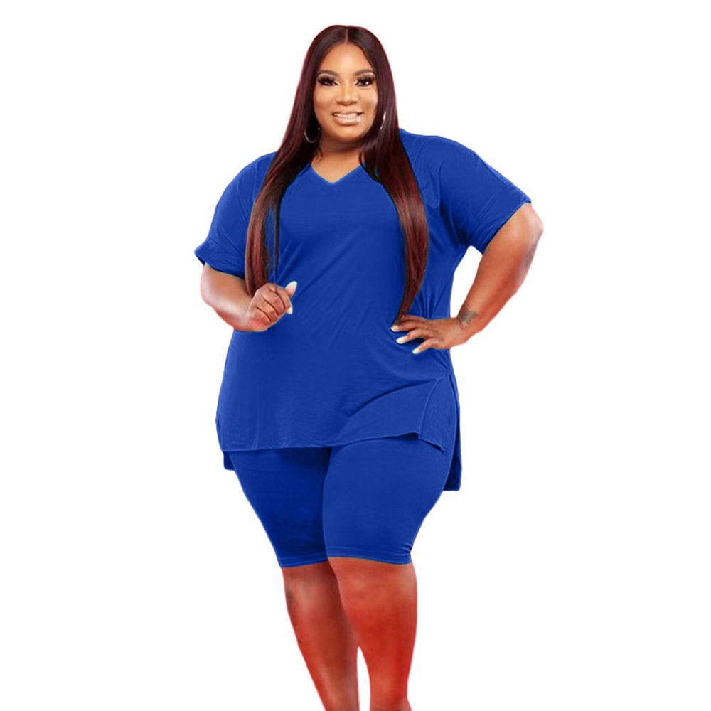 2023 New women plus size jumpsuits L-5XL two pieces set women clothing plus size women's shorts t-shirts
