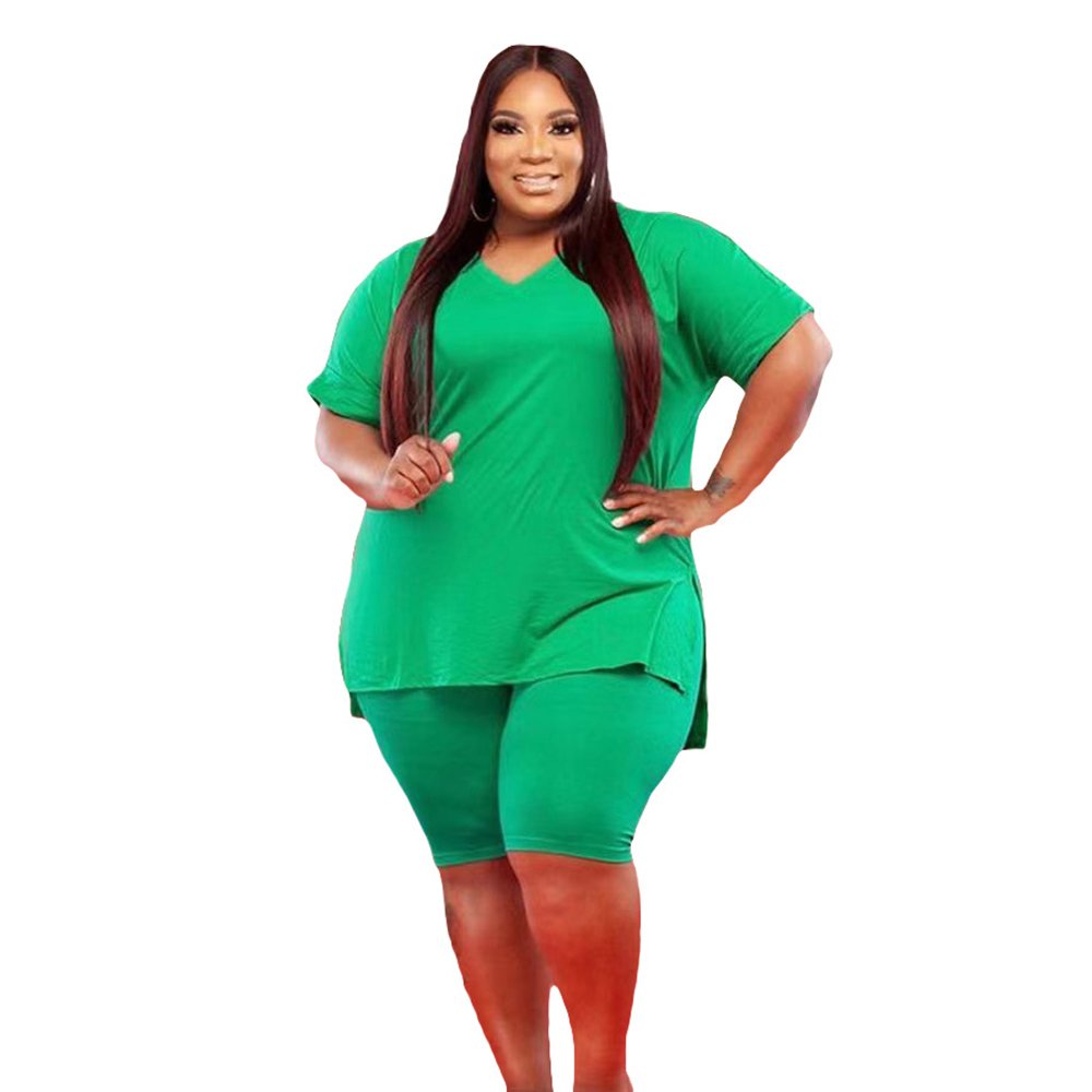 2023 New women plus size jumpsuits L-5XL two pieces set women clothing plus size women's shorts t-shirts