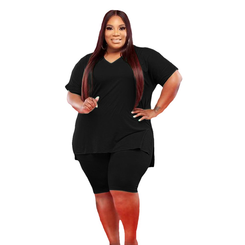 2023 New women plus size jumpsuits L-5XL two pieces set women clothing plus size women's shorts t-shirts