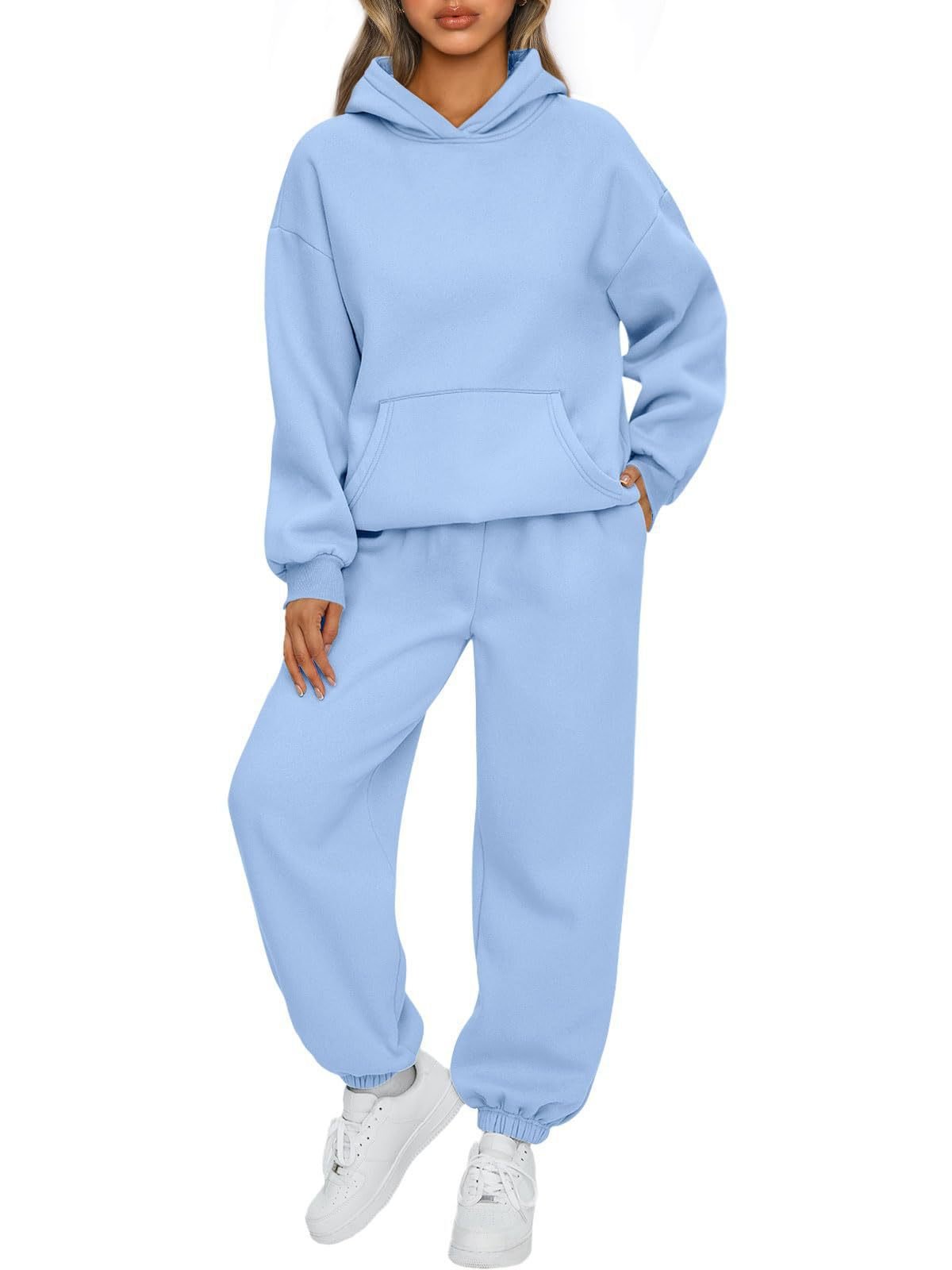 Factory Custom Logo Plus Size 2 Piece Set Solid Color Hoodie Women Sportswear Set Two Piece Set Tracksuits Outfits
