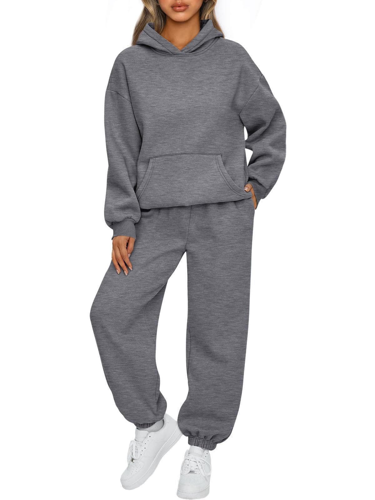 Factory Custom Logo Plus Size 2 Piece Set Solid Color Hoodie Women Sportswear Set Two Piece Set Tracksuits Outfits