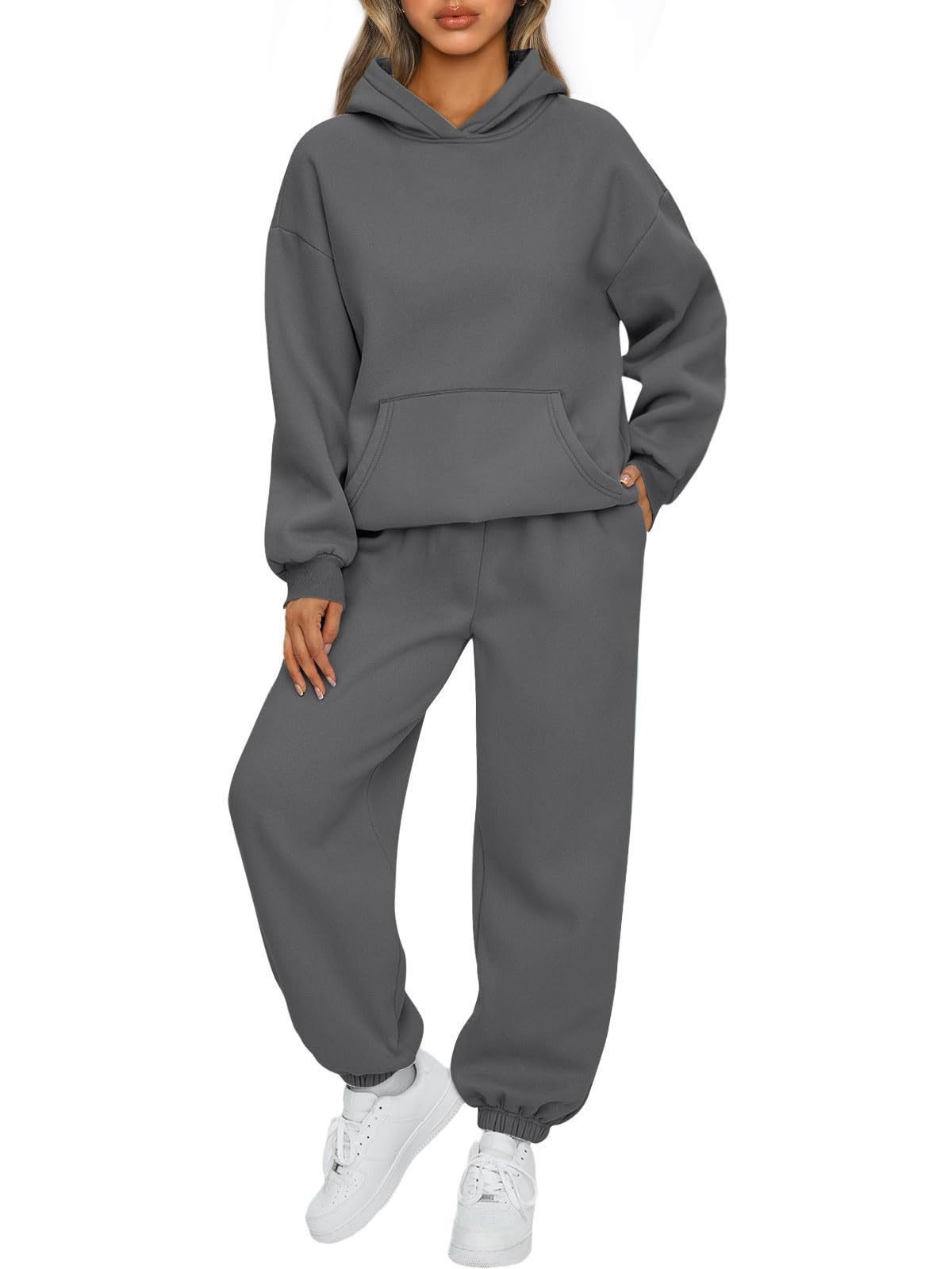 Factory Custom Logo Plus Size 2 Piece Set Solid Color Hoodie Women Sportswear Set Two Piece Set Tracksuits Outfits