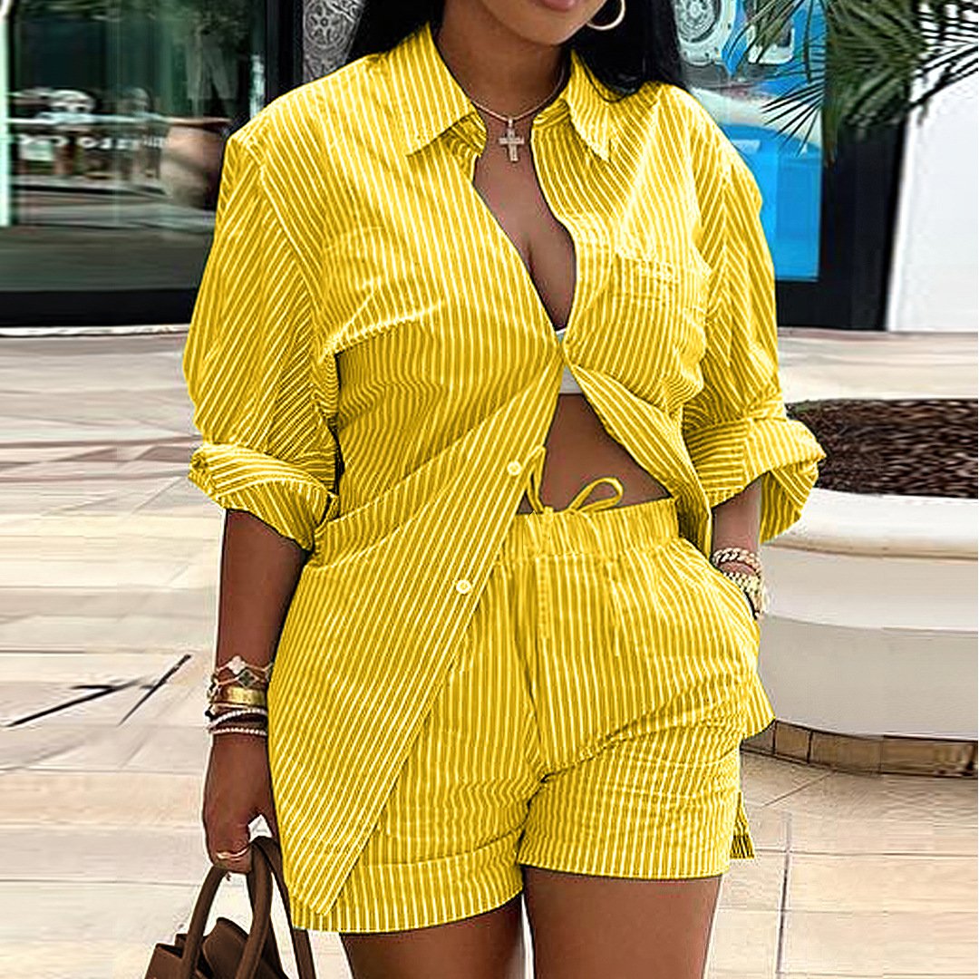Women's Spring Vacation Outfits Casual Summer Beach 2 Piece Sexy Stripe Two Piece Short Set For Women 2024 Club Clothing