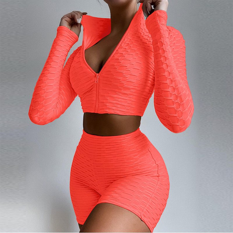 2024 Women Gym Fitness Wear long sleeve yoga set, Sports Gym Fitness Yoga solid color long sleeve leisure sports suit for women