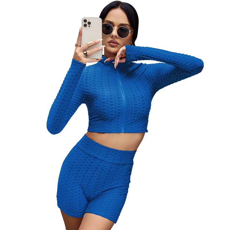2024 Women Gym Fitness Wear long sleeve yoga set, Sports Gym Fitness Yoga solid color long sleeve leisure sports suit for women