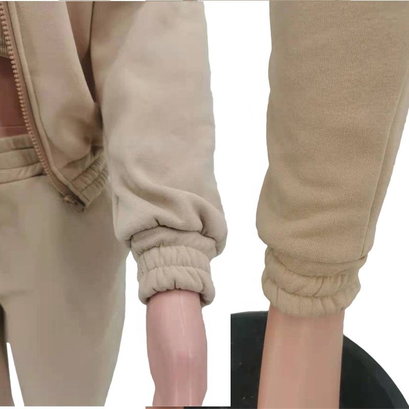 Fall Custom Fleece Hoodie Sweatshirt Sports Leisure Solid Color Simple Suit Long Sleeve 3 Three Piece Pants Set Women'S Clothing