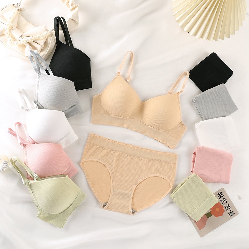 New wholesale women's seamless bra set breathable cotton tube underwear comfortable cotton crotch underwear bra set