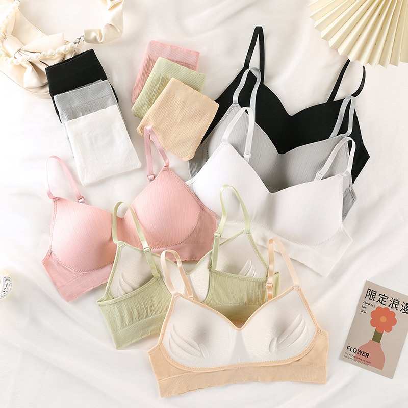 New wholesale women's seamless bra set breathable cotton tube underwear comfortable cotton crotch underwear bra set