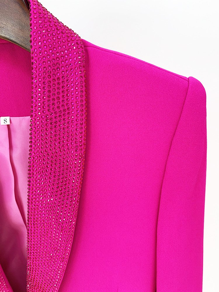 Top Quality Women's Set 2024 Autumn Winter Pant Set Ladies Beading Feathers Deco Blazer Coats+Skinny Pant Sets Female XXL Size