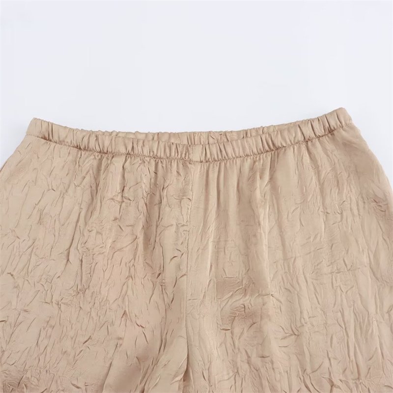 TAOP&ZA Women's 2024 Early Autumn New Style Wrinkle Effect Satin Elastic Waist Wide Leg Pants 2157221 8510456