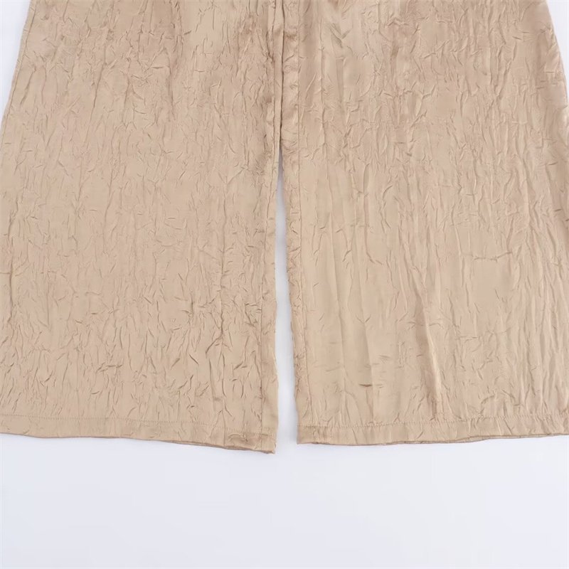 TAOP&ZA Women's 2024 Early Autumn New Style Wrinkle Effect Satin Elastic Waist Wide Leg Pants 2157221 8510456