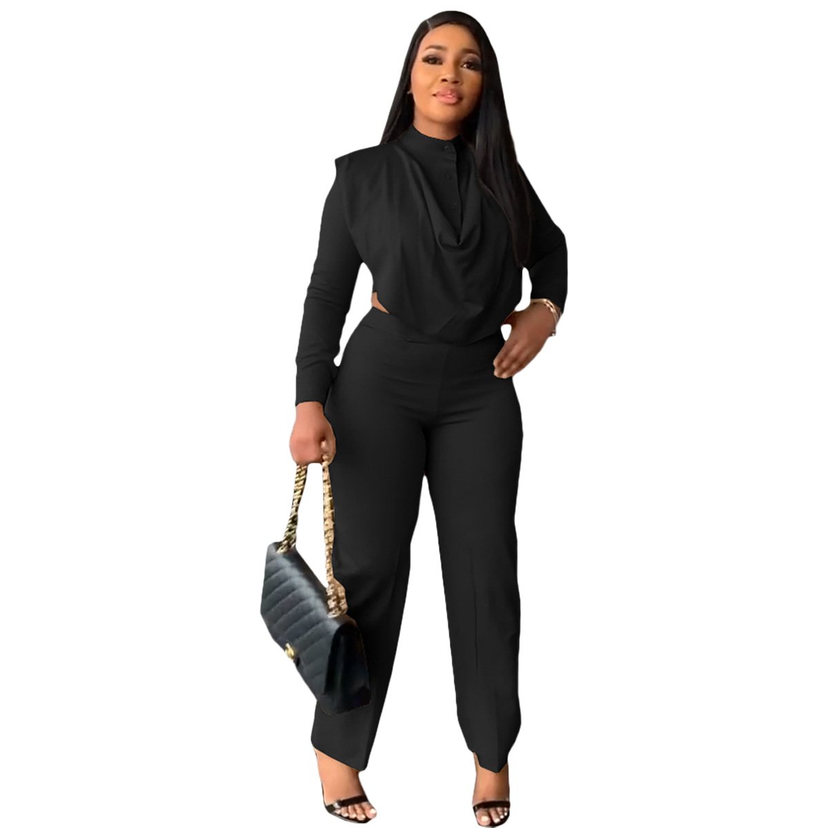 long-sleeved pants suit two-piece tops and pants women's fashion design