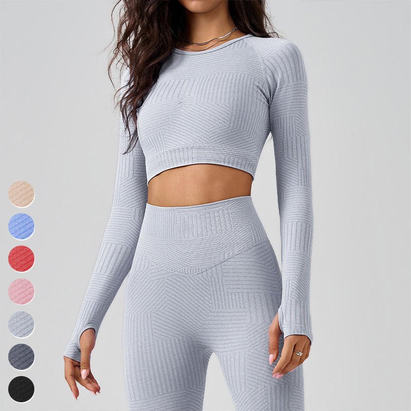 Hot Womens Activewear Yoga Tops Sports Bra Pants 5 Piece Set Custom Logo Workout Wear Seamless Yoga Set Women Gym Fitness Sets