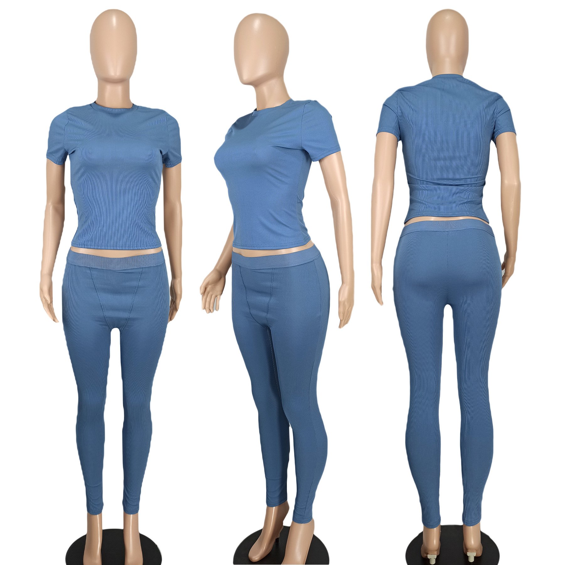 2024 Custom Logo Women Sets High Quality Cotton Short Sleeve Shirts Leggings Set Clothing Women Yoga Gym Loungewear Sets