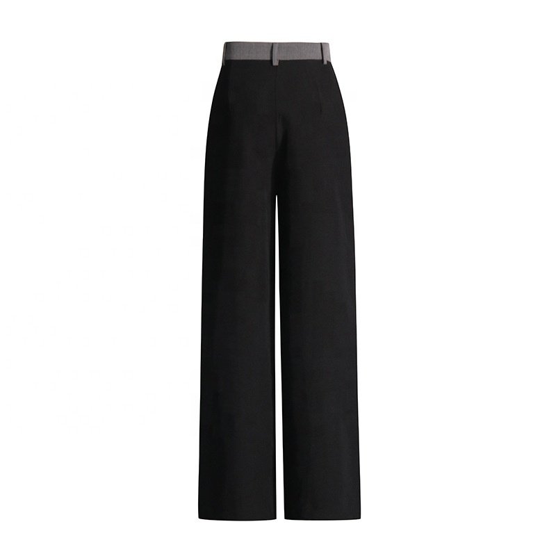 OUDINA Fashion Off-shoulder Short Top High Waist Straight Pants Lounge Splicing Women's Sets Contrast Color Women 2 Piece Sets