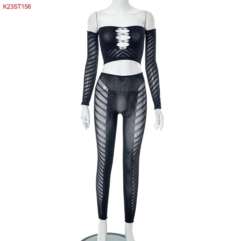 Summer Women's New Knitted Slim Fit Short Sleeve Top High Waist Tight Pants Set for Women