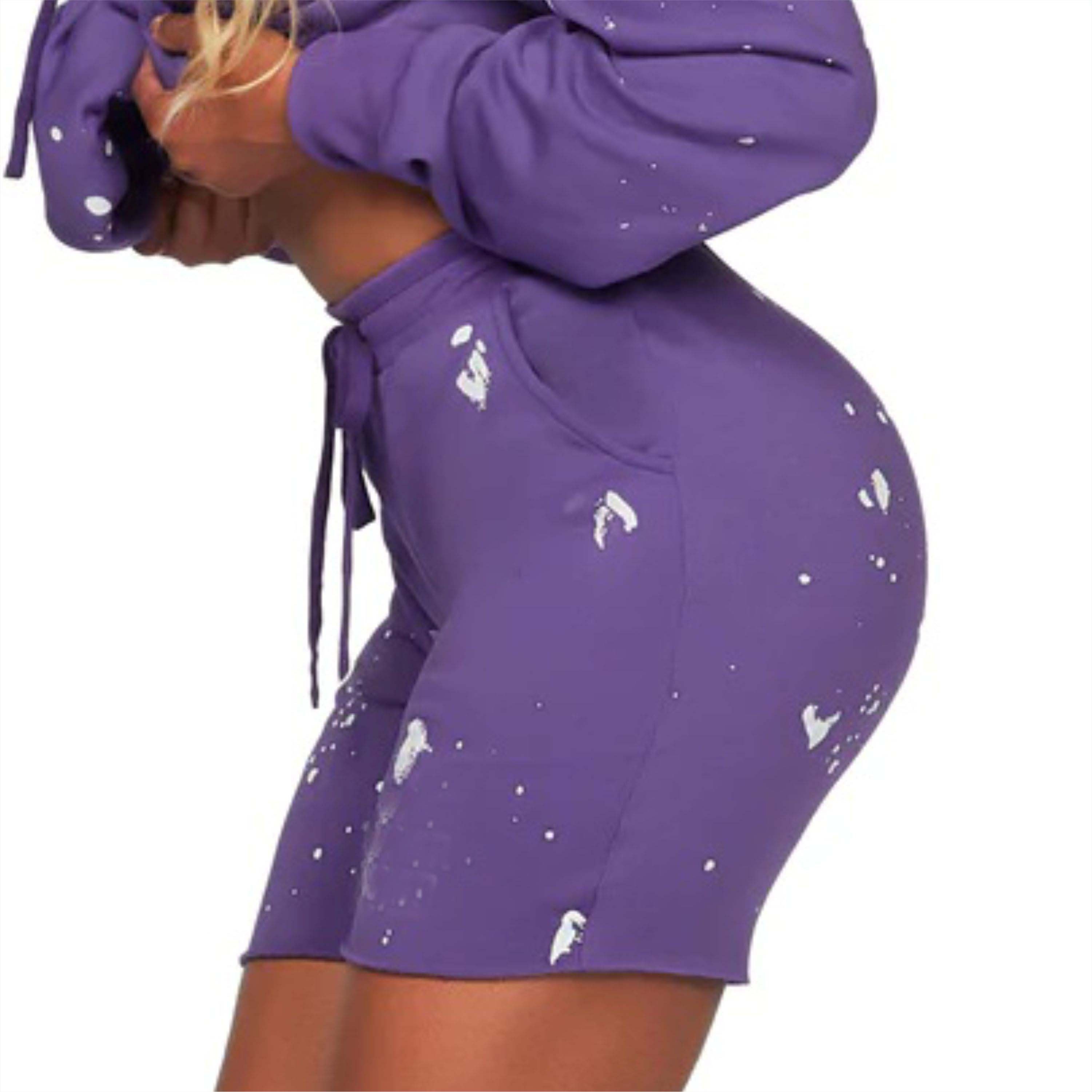 Premium Womens Crop Hoodie and Shorts Sets - Trendy and Durable Two-Piece Outfit for Summer and Casual Wear