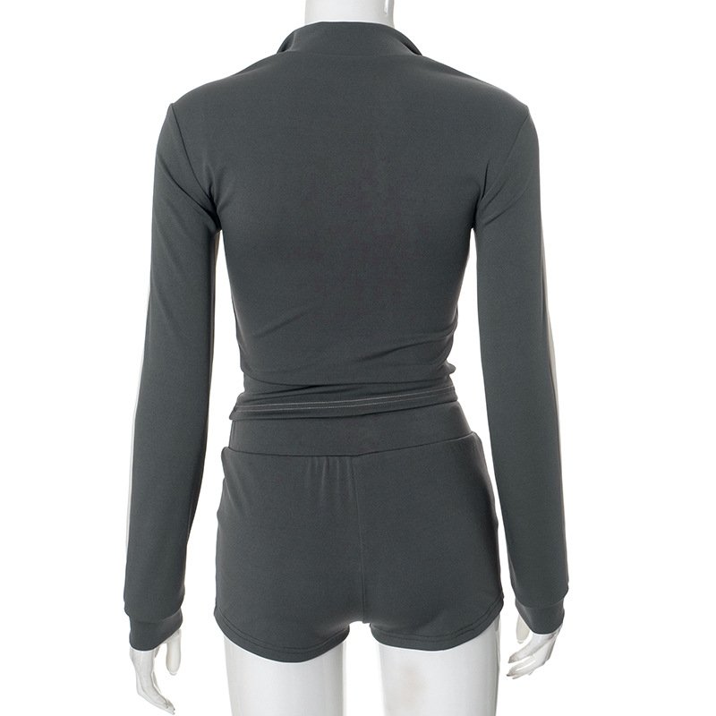 2024 fall wholesale clothing casual jogging wear stretchy two piece shorts women's sets