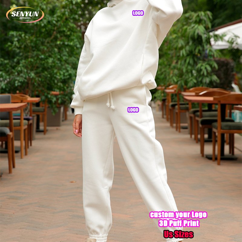 Hot sell Plus Size Fashion Jogger Plain Tracksuits Outfits Fashion Hoodie Gym 2 Piece Custom 3d Embroidery Logo women's sets