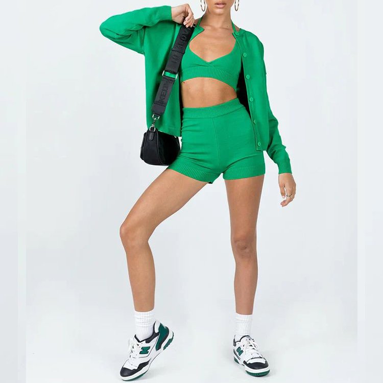 Woman s Clothing 2 Pcs Shorts Set Wholesale Outfit Two Piece Summer Sweater Sets Fashionable Women Tops And Pants Suits Sets