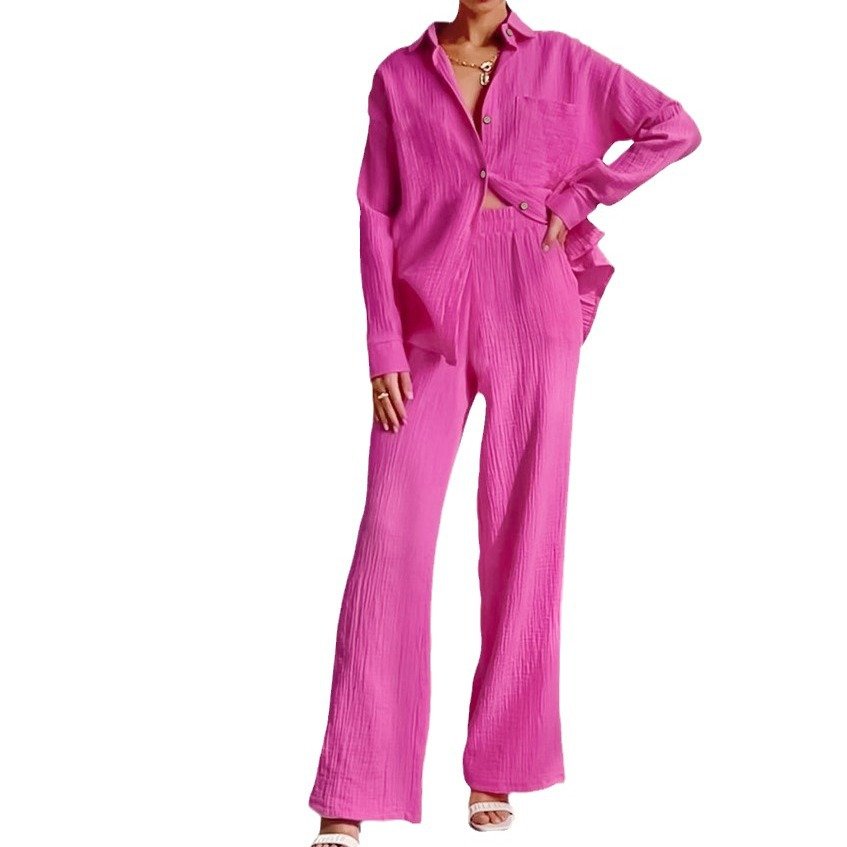 Boutique Wholesale 2024 Autumn New Fashion Women's Long Sleeved Single Breasted Casual Pants Women's Set