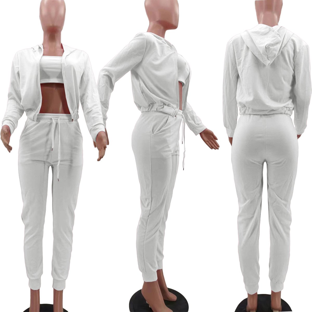 2024 New Custom Logo Three Piece Set Women Sportswear Set Long Sleeve Plus Size Tracksuits Outfits 3 Piece Set Sports Jogger
