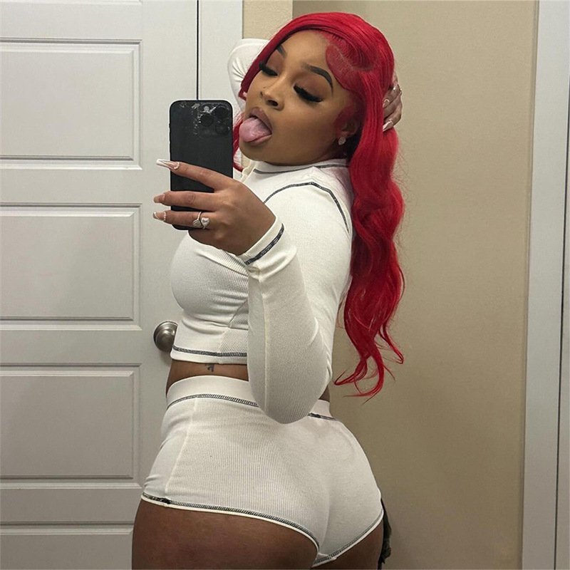 Custom Summer New Women'S Single-Breasted Placket Navel-Baring T-Shirt High Waist Revealing Shorts Sets