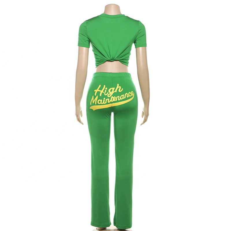 OUDINA New Women's Suspenders Tight Vest Tops High Waist Printed 2 Pieces Sets Sports Women Two Piece Pants Set