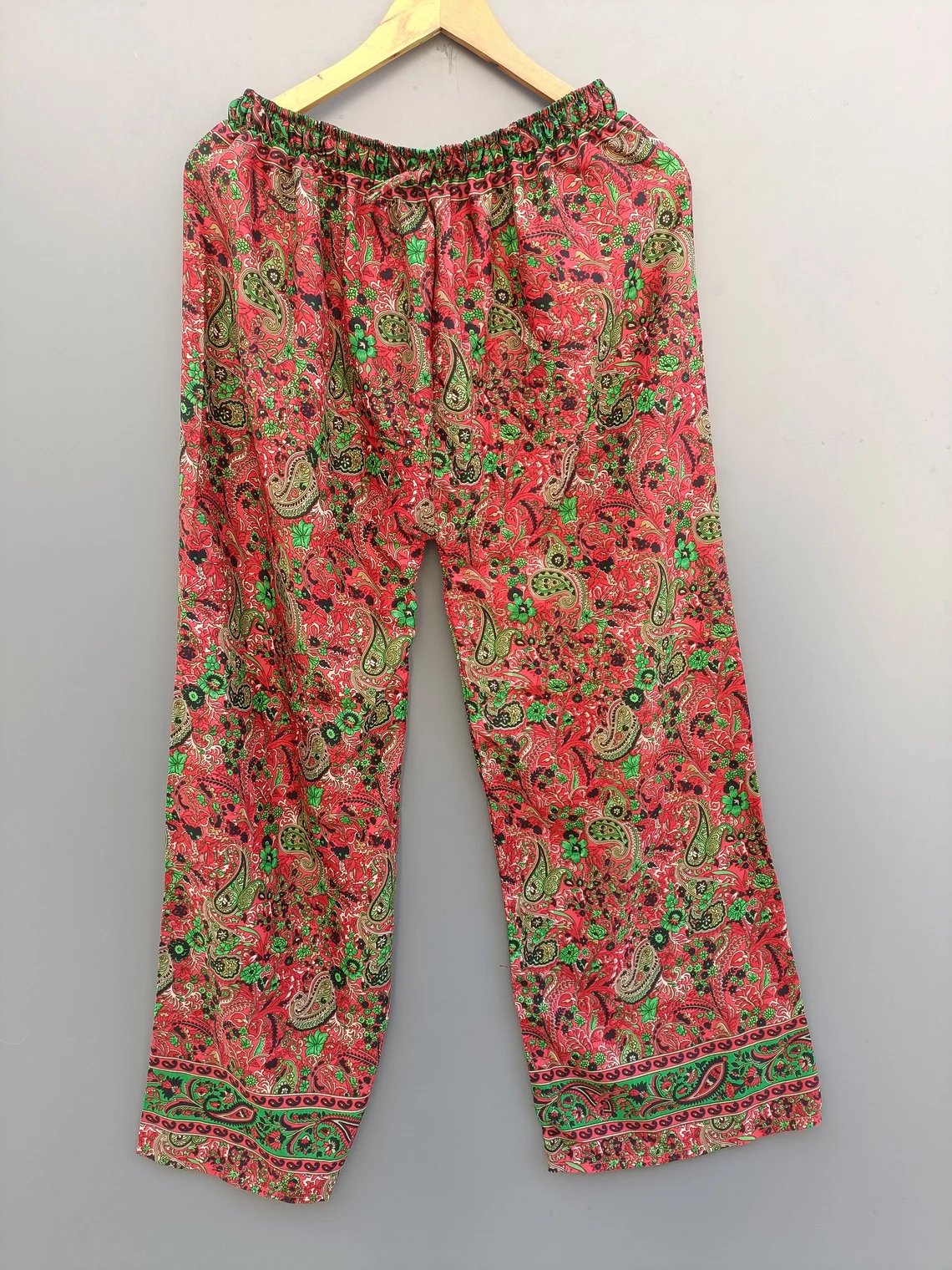 Wholesale Lot Indian Vintage Silk Pajama Set Wrap Top With Palazzo Recycled Silk Crop Top Night Wear Dress