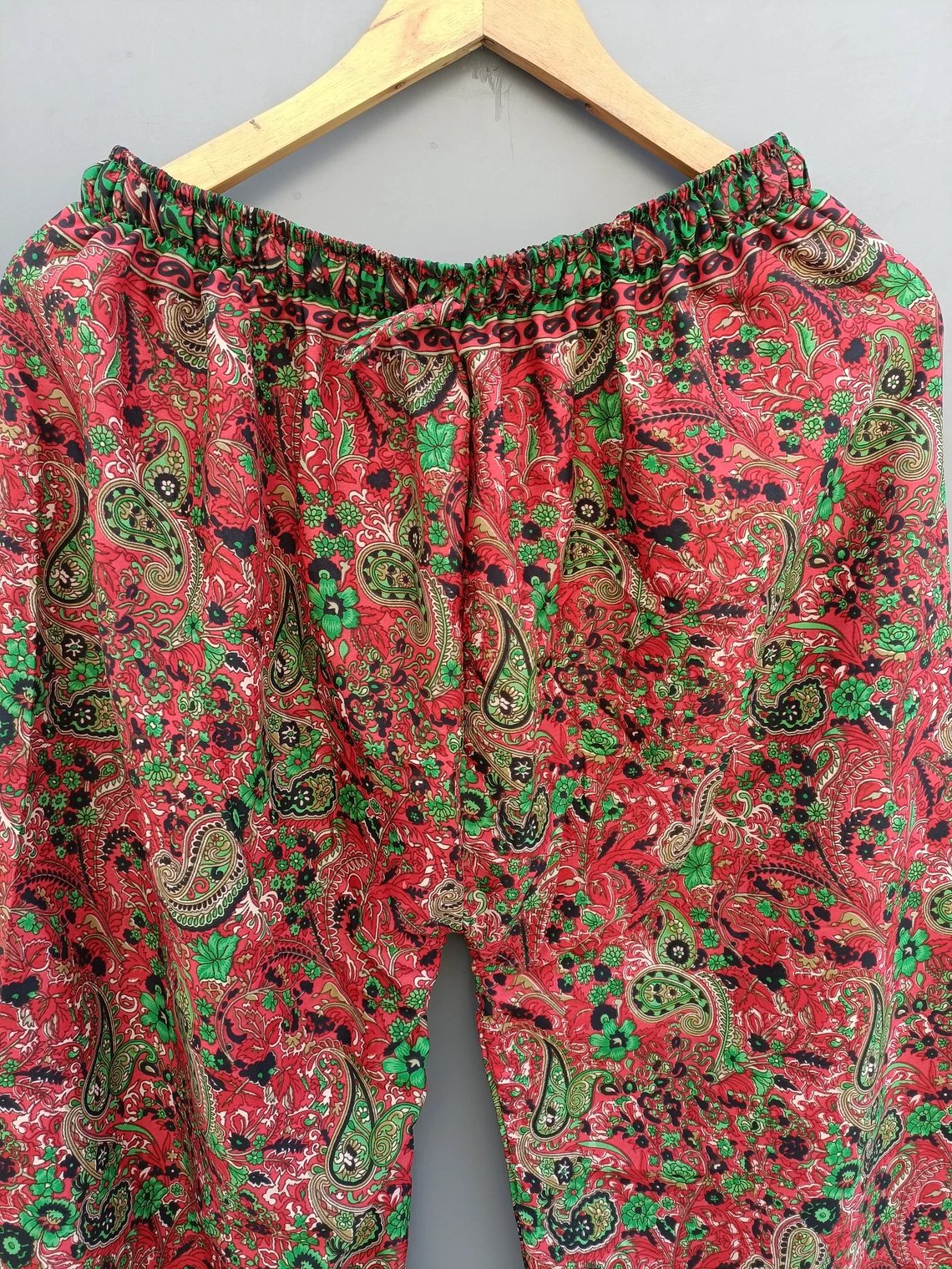 Wholesale Lot Indian Vintage Silk Pajama Set Wrap Top With Palazzo Recycled Silk Crop Top Night Wear Dress