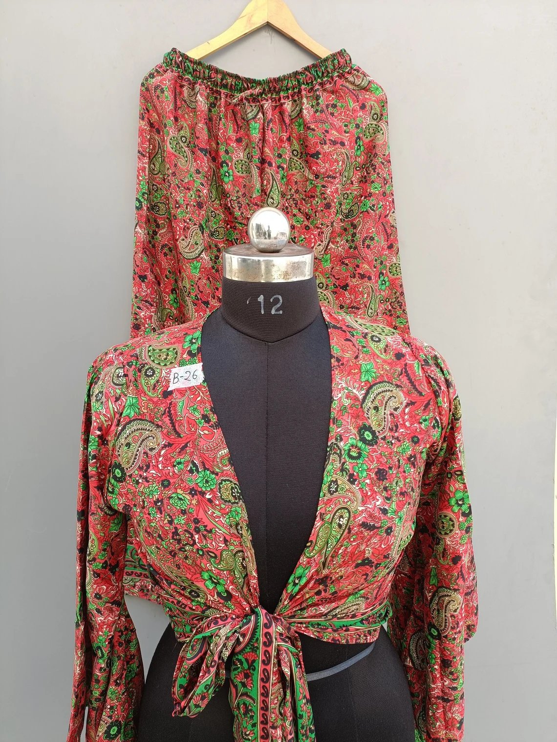 Wholesale Lot Indian Vintage Silk Pajama Set Wrap Top With Palazzo Recycled Silk Crop Top Night Wear Dress