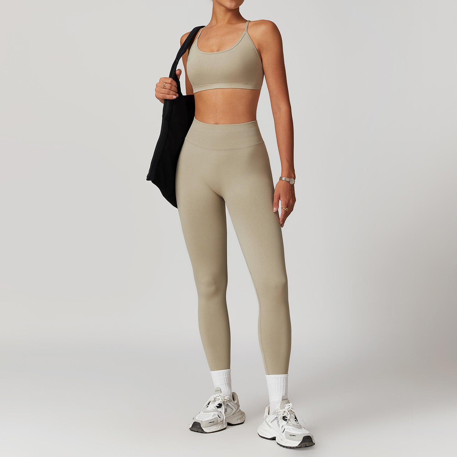 Hot selling 2024 new Women Compression Seamless Adjustable Scrunch Back Yoga Leggings and Bra Set