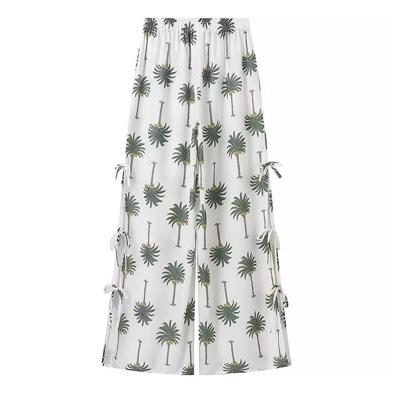 PB&ZA set woman 2 pieces 2024 Fashion printed pants suit Vintage sleeveless Tank Tops Female + Pants Women's suit