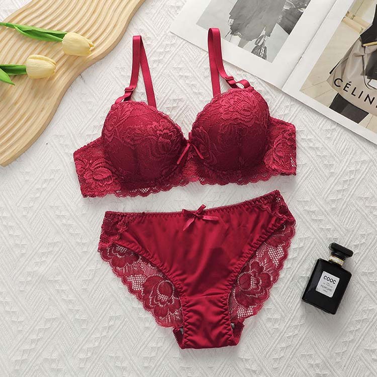 New Design Luxury Floral Lace Bra And Panties Sets With Sex Lift Support For Women's Underwear Lingerie Set