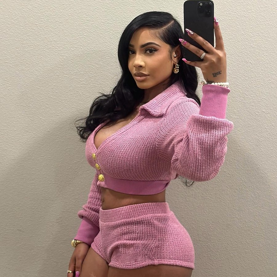 Kliou W24S44311 New arrivals 2 piece set women knitted outfits long sleeve stretch sweater women's Sets