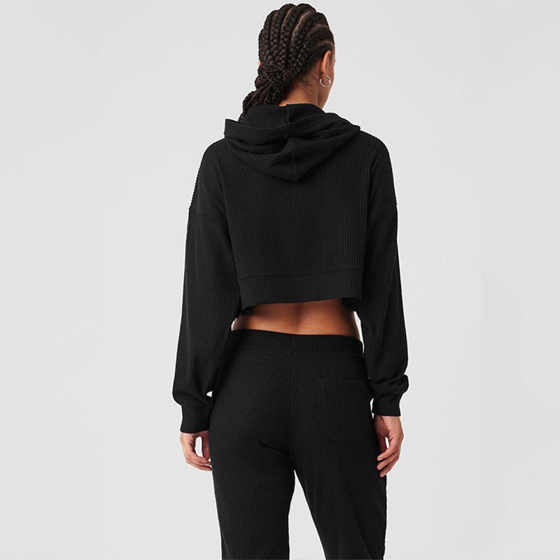 al yoga women's activewear threaded loose casual hooded sweatsuit