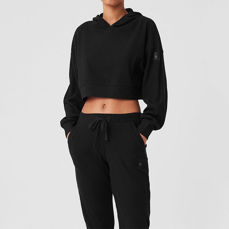 al yoga women's activewear threaded loose casual hooded sweatsuit