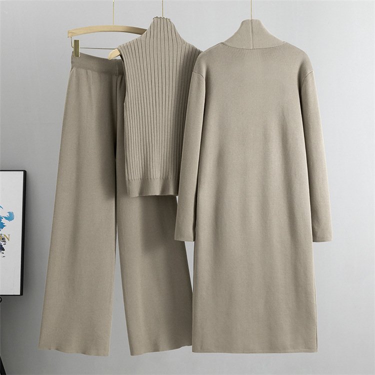 LE2609 2024 Autumn Commuter Women'S Suit Lazy Knit Suit Sleeveless Vest Sweater Cardigan Wholesale Three Sets Winter Sweater Set