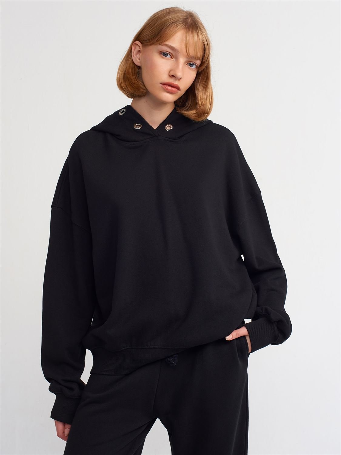high quality Oversize Cotton Sweatshirt-Ecru black 2025 100% Cotton