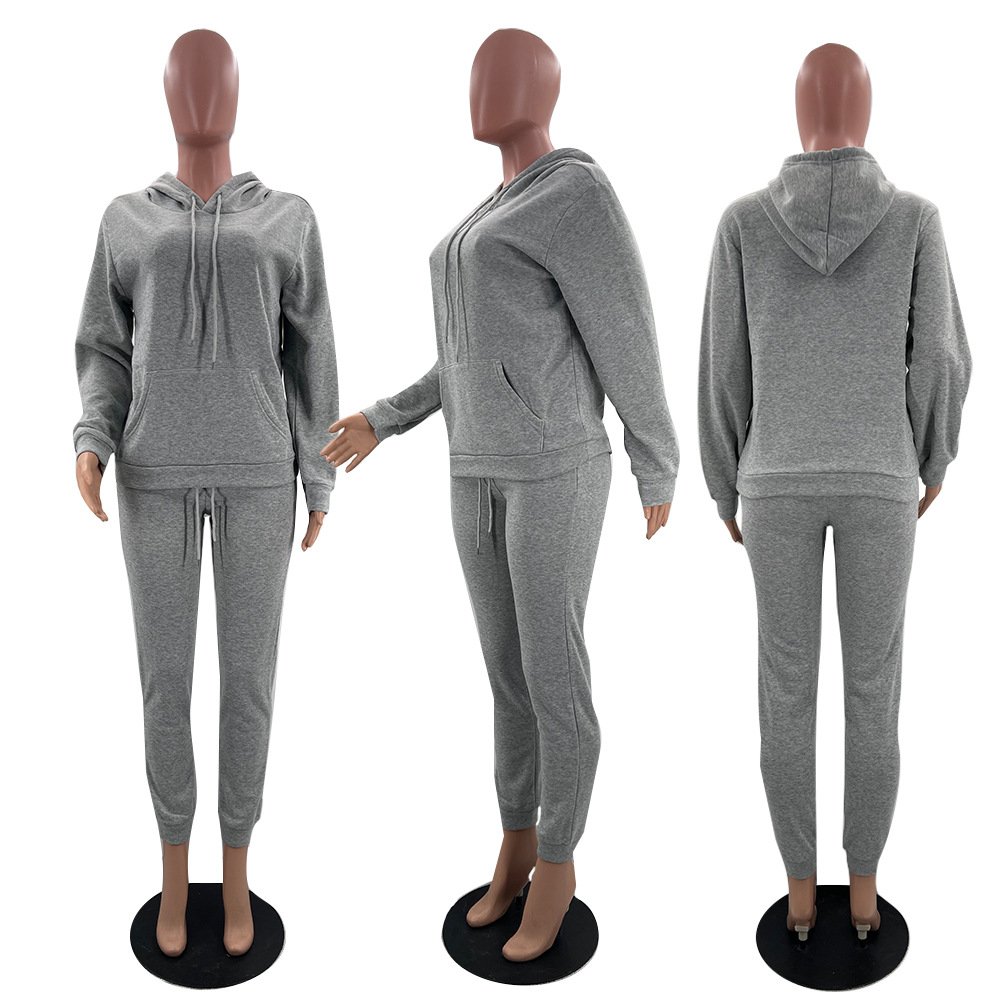 S-5XL plus size women's sets thick two piece pants set jogger sweatpants and hoodie set