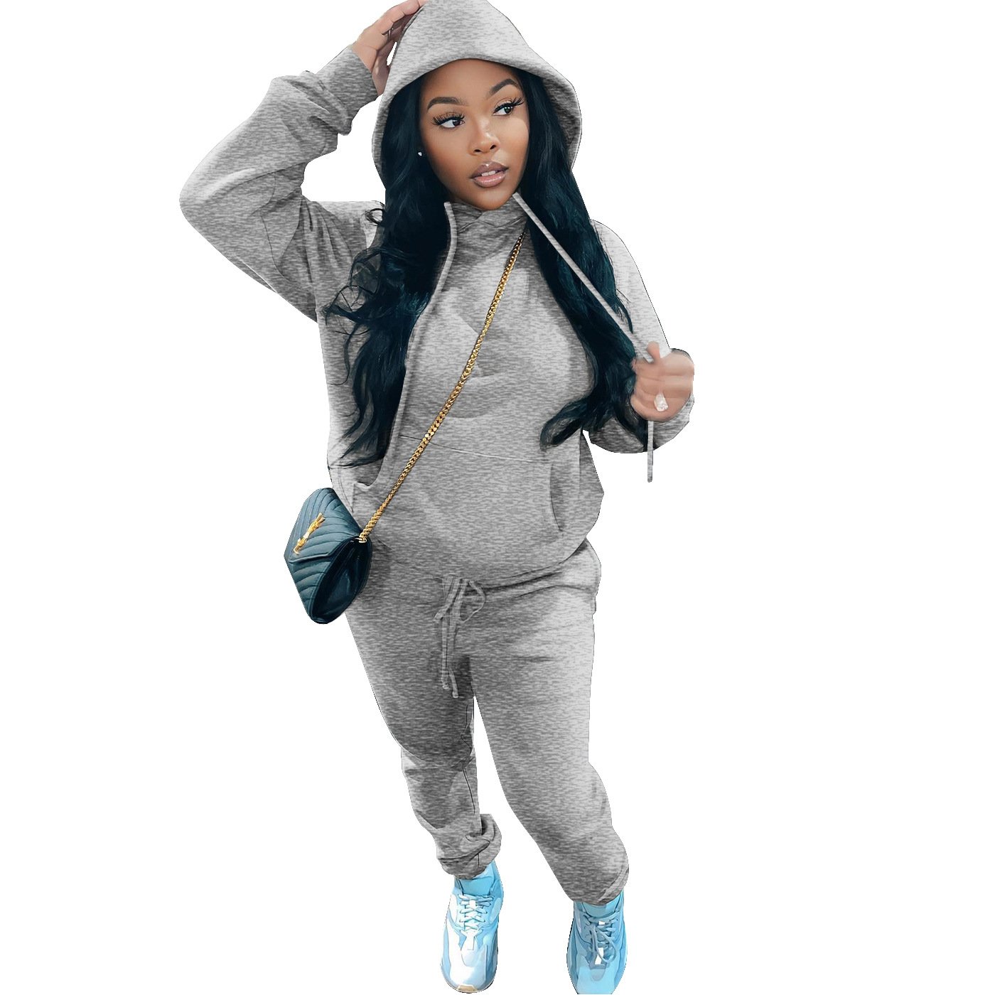 S-5XL plus size women's sets thick two piece pants set jogger sweatpants and hoodie set