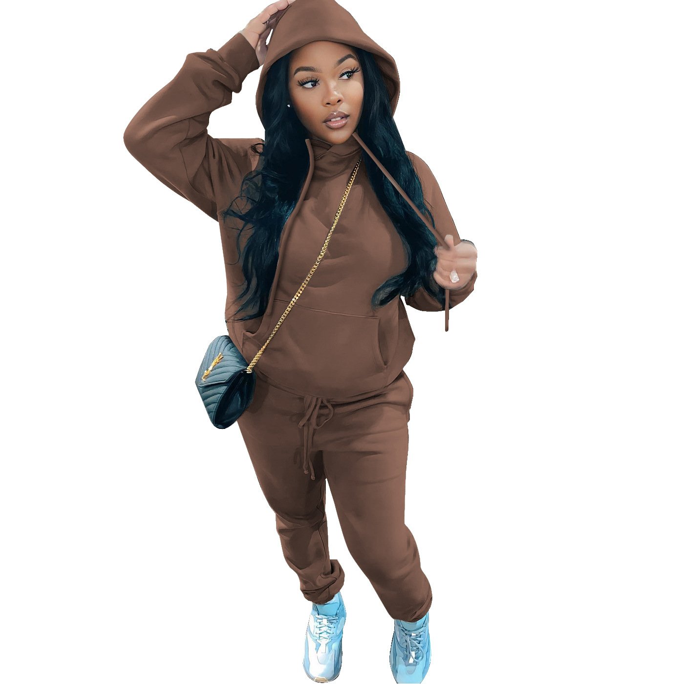 S-5XL plus size women's sets thick two piece pants set jogger sweatpants and hoodie set