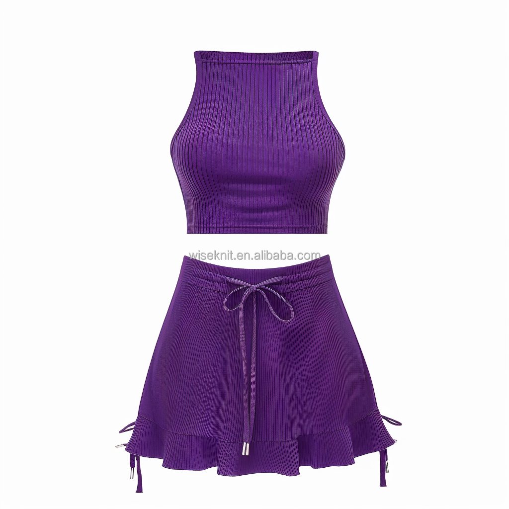 Designer tow 2 piece set women's sets clothing knit loungewear knit sets for women Y2K sleeveless Tank Top flare pant outfit