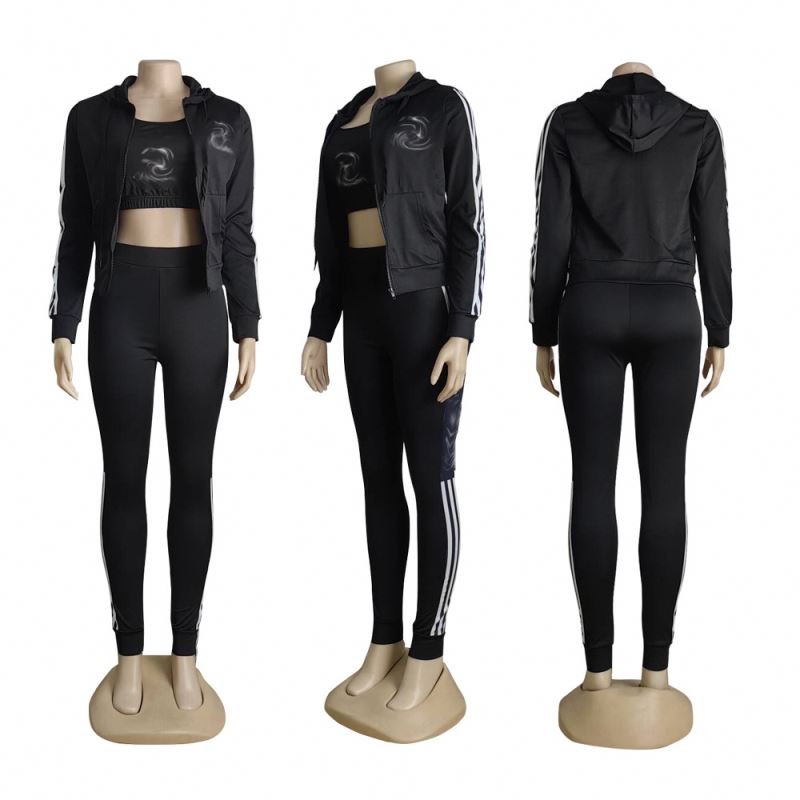 Brand Women's Clothing Trendy Boutique Women Sweat Suits Luxury Brand Clothing Hoodies & Sweatshirts 3 Piece Set Women
