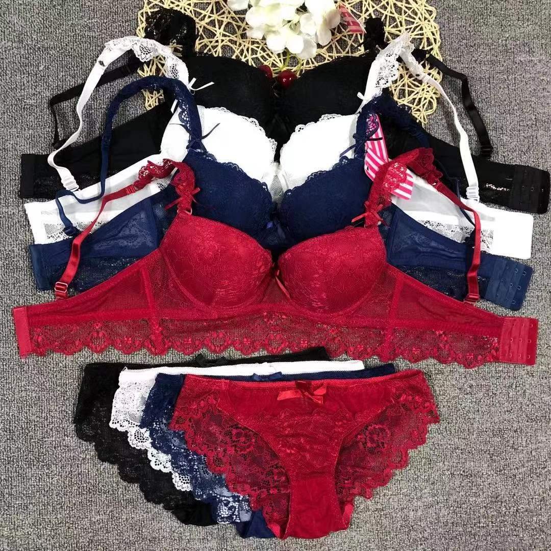 Solid Color Custom Logo Cotton Spandex Sexy Sport Yoga Bra Brief Sets Women Bra & Brief Sets