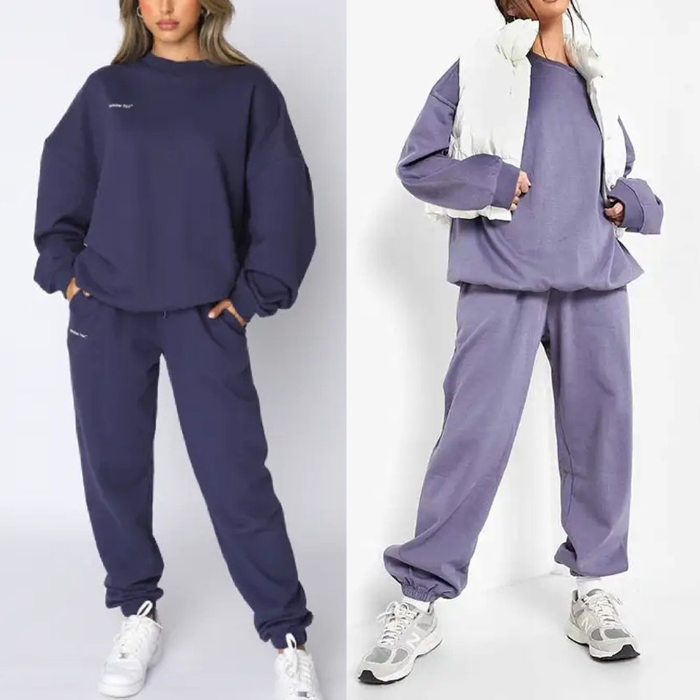 Top selling women's jogging suit 2 pieces sets oversized baggy fit cotton polyester blend durable autumn women tracksuit