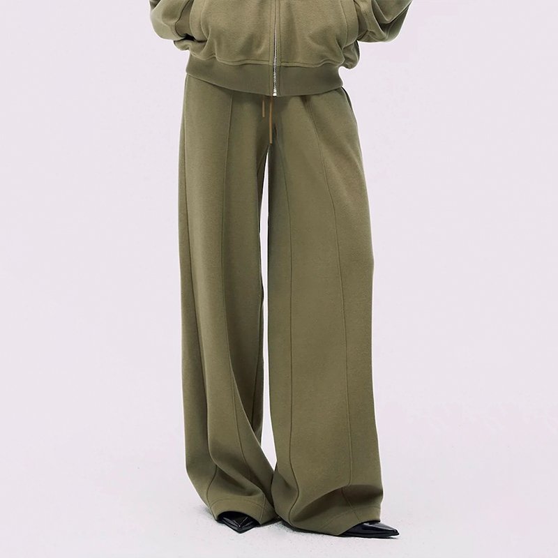 F240098 Custom Women Two Piece Outfits Clothing Set Lady Fashionable Fleece Zip Up Hoodie Oversize Loose Wide Leg Sweatpants Set