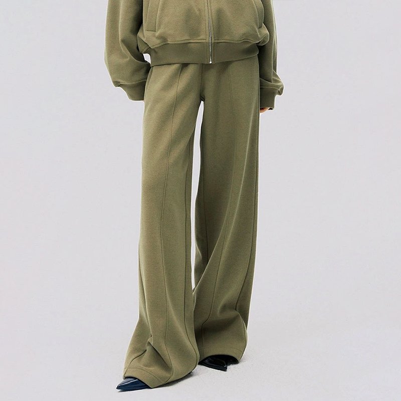 F240098 Custom Women Two Piece Outfits Clothing Set Lady Fashionable Fleece Zip Up Hoodie Oversize Loose Wide Leg Sweatpants Set