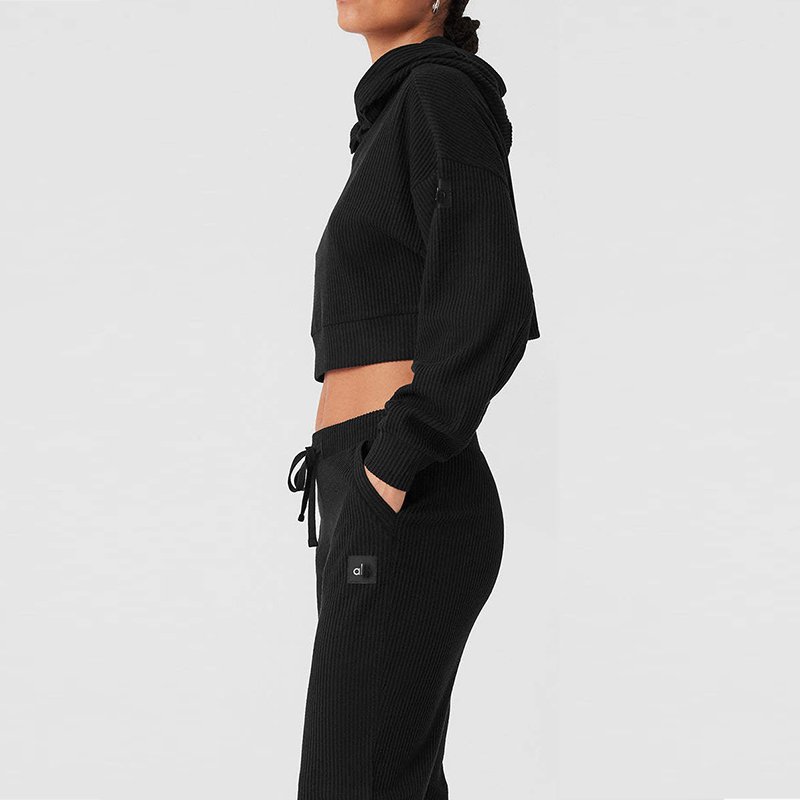 al yoga women's activewear threaded loose casual hooded sweatsuit