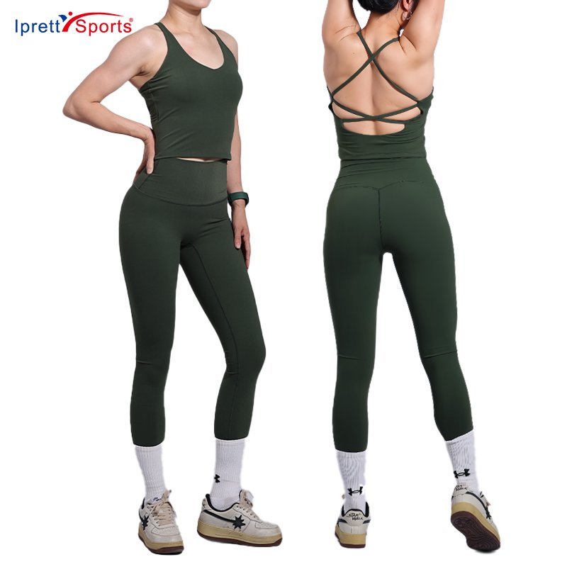 Super Soft 3.0 Cloud Material New 5 Pieces Fitness Yoga Sets Athletic Racer Back Supportive Bra Top Non Scrunch Legging Suits